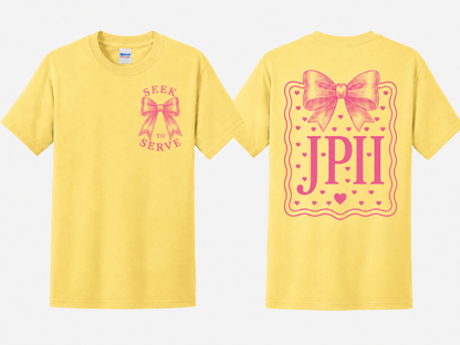 Youth T-Shirt Yellow with Pink Bows