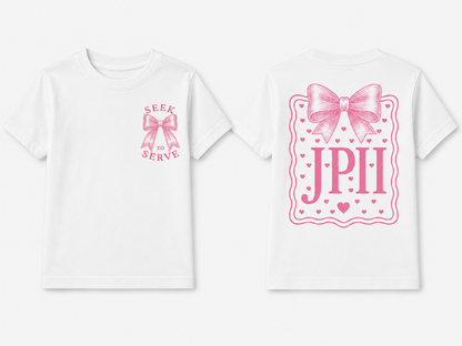Youth T-Shirt White with Pink Bows