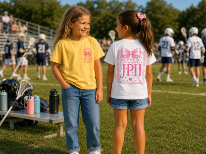 Youth T-Shirt White with Pink Bows