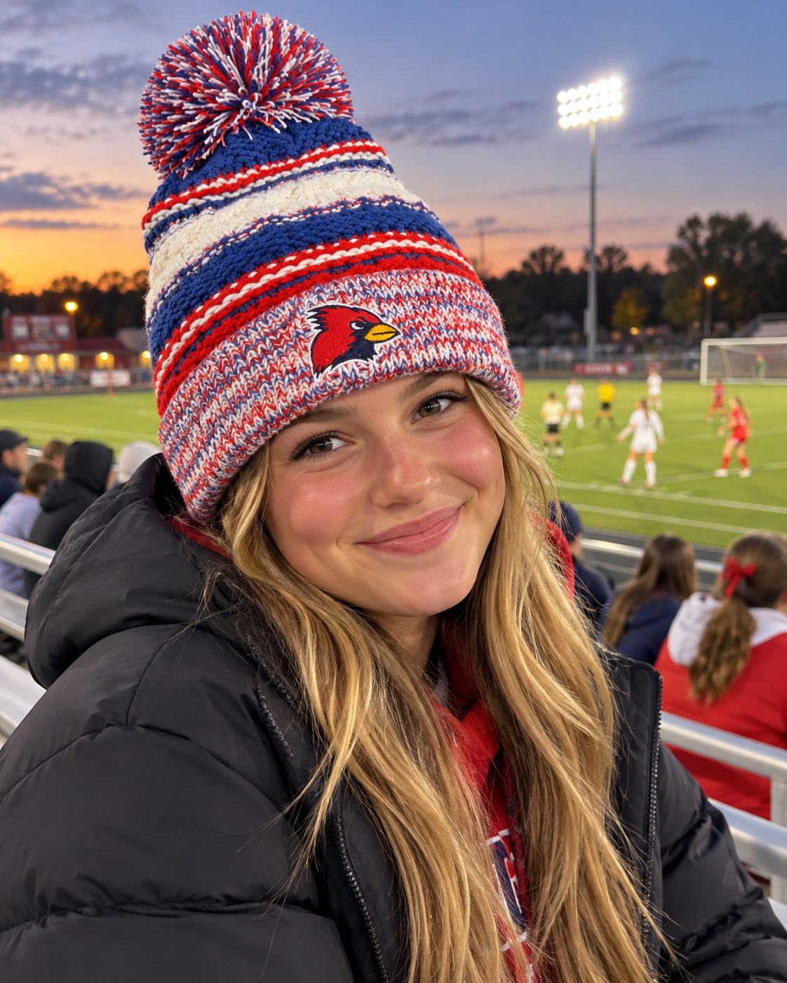 Cardinal Pom Pom Beanie